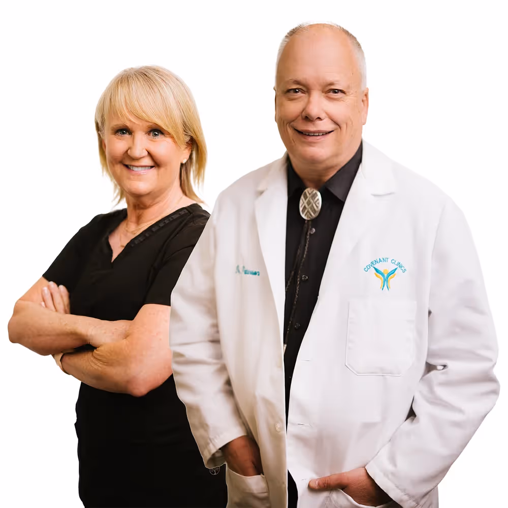 Dr. Patterson, medical director at Covenant Clinics, with a colleague